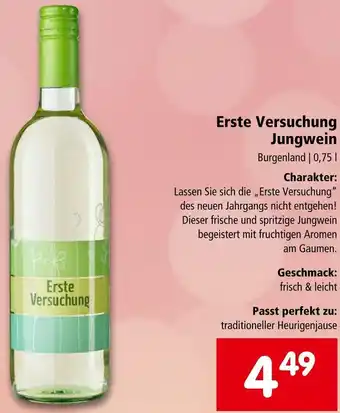Interspar Erste Versuchung Jungwein Burgenland | 0,75 | Angebot