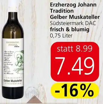 Eurospar Erzherzog Johann Tradition Gelber Muskateller Südsteiermark DAC frisch & blumig 0,75 Liter Angebot