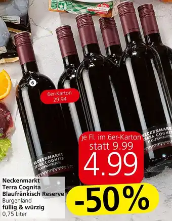 Eurospar Neckenmarkt Terra Cognita Blaufränkisch Reserve Burgenland füllig & würzig 0,75 Liter Angebot