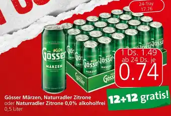 Eurospar Gösser Märzen, Naturradler Zitrone oder Naturradler Zitrone 0,0% alkoholfrei 0,5 Liter Angebot
