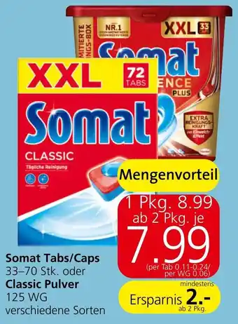 Eurospar Somat Tabs/Caps 33-70 Stk. oder Classic Pulver 125 WG verschiedene Sorten Angebot