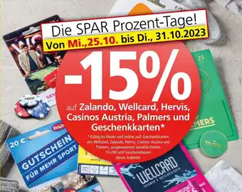 Eurospar auf Zalando, Wellcard, Hervis, Casinos Austria, Palmers und Geschenkkarten Angebot