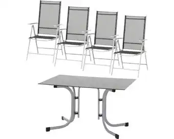 Hornbach Gartenmöbelset siena garden 4 -sitzer bestehend aus: 4 stühle,tisch metall silber Angebot