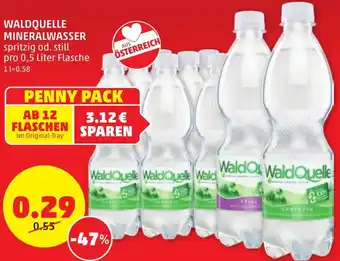 PENNY WALDQUELLE MINERALWASSER spritzig od. still pro 0,5 Liter Flasche Angebot