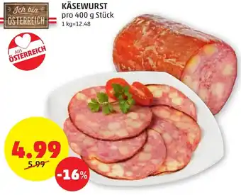 PENNY KÄSEWURST pro 400 g Stück Angebot
