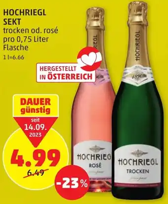 PENNY HOCHRIEGL SEKT trocken od. rosé pro 0,75 Liter Flasche Angebot