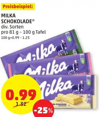 PENNY MILKA SCHOKOLADE* div. Sorten pro 81 g - 100 g Tafel Angebot