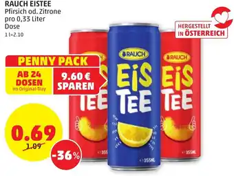 PENNY RAUCH EISTEE Pfirsich od. Zitrone pro 0,33 Liter Angebot