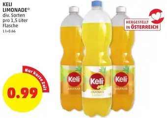 PENNY KELI LIMONADE div. Sorten pro 1,5 Liter Flasche Angebot