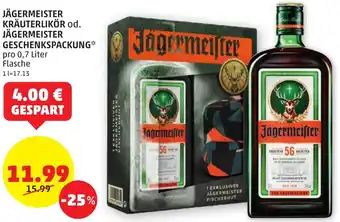 PENNY JÄGERMEISTER KRÄUTERLIKÖR od. JÄGERMEISTER GESCHENKSPACKUNG* pro 0,7 Liter Flasche Angebot