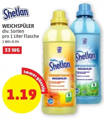 PENNY WEICHSPÜLER div. Sorten pro 1 Liter Flasche Angebot