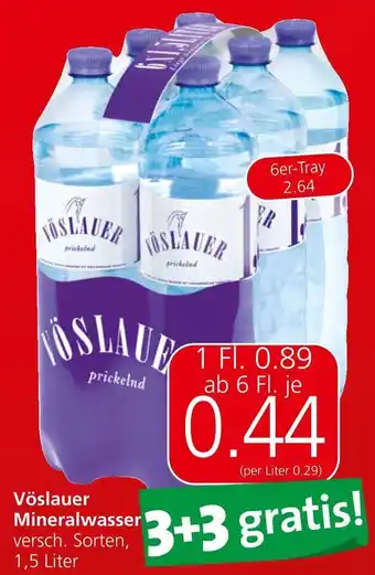 Spar Vöslauer Mineralwasser versch. Sorten, 1,5 Liter Angebot