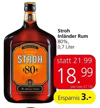 Spar Stroh Inländer Rum 80%, 0,7 Liter Angebot