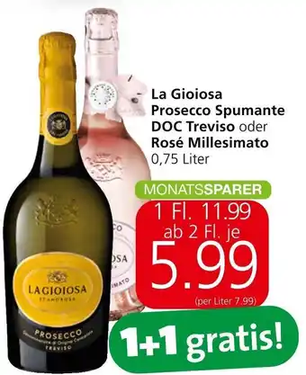 Spar La Gioiosa Prosecco Spumante DOC Treviso oder Rosé Millesimato 0,75 Liter Angebot