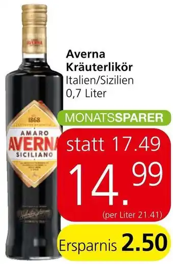 Spar Averna Kräuterlikör Italien/Sizilien 0,7 Liter Angebot
