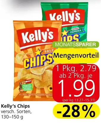Spar Kelly's Chips versch. Sorten 130-150 g, Angebot