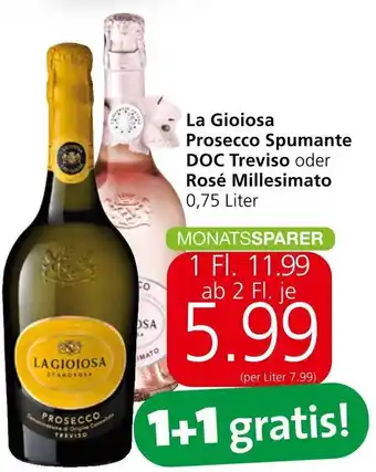 Spar La Gioiosa Prosecco Spumante DOC Treviso oder Rosé Millesimato 0,75 Liter Angebot