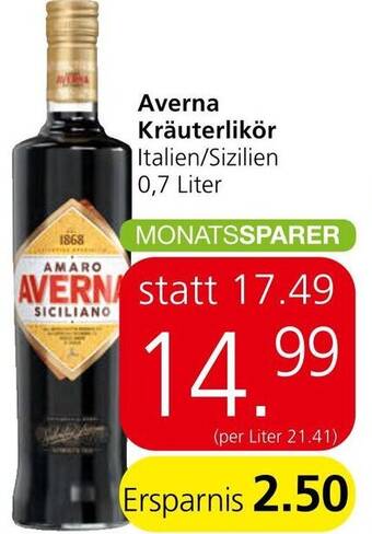 Spar Averna Kräuterlikör Italien/Sizilien 0,7 Liter Angebot