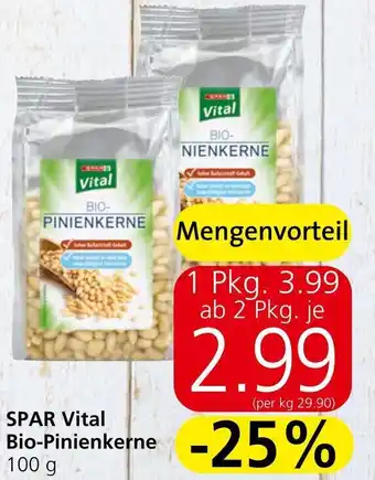 Spar SPAR Vital Bio-Pinienkerne 100 g Angebot