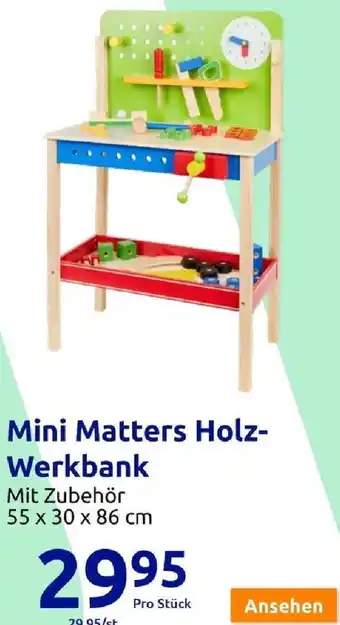 Action Mini Matters Holz- Werkbank Mit Zubehör 55 x 30 x 86 cm Angebot