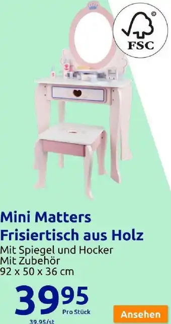 Action Mini Matters Frisiertisch aus Holz Mit Zubehör 92 x 50 x 36 cm Angebot