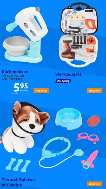 Action Küchenmixer, Werkzeugset, Tierarzt-Spielset mit Welpe Angebot