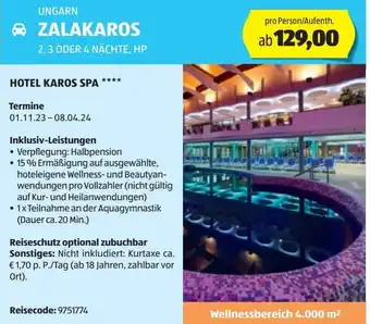 Hofer Reisen UNGARN ZALAKAROS 2,3 ODER 4 NÄCHTE, HP Angebot