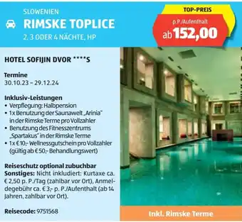 Hofer Reisen SLOWENIEN RIMSKE TOPLICE 2, 3 ODER 4 NÄCHTE, HP Angebot