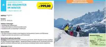 Hofer Reisen WANDERREISE/ITALIEN DIE DOLOMITEN IM WINTER 7 TAGE/6 NÄCHTE, HP Angebot
