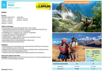 Hofer Reisen RUNDREISE PERU 13 TAGE, ÜF UND HP Angebot