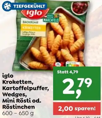 ADEG iglo Kroketten, Kartoffelpuffer, Wedges, Mini Rösti od. Röstinchen 600 - 650 g Angebot