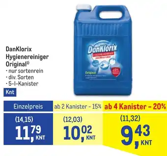 Metro DanKlorix Hygienereiniger Original¹) • 5-1-Kanister Angebot
