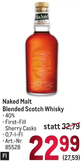 Metro Naked Malt Blended Scotch Whisky Angebot