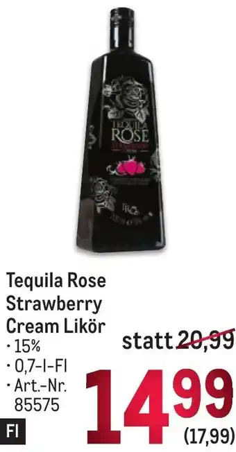 Metro Tequila Rose Strawberry Cream Likör Angebot