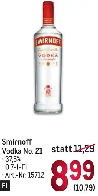 Metro Smirnoff Vodka No. 21 Angebot