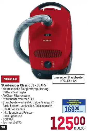 Metro Miele Staubsauger Classic C1 - SBAF5 Angebot