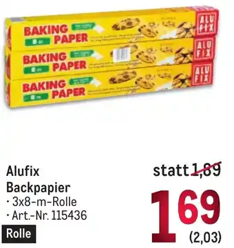 Metro Alufix Backpapier • 3x8-m-Rolle Angebot