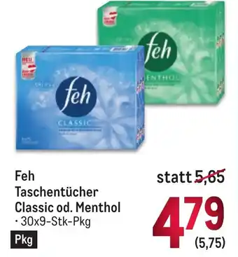 Metro Feh Taschentücher Classic od. Menthol • 30x9-Stk-Pkg Angebot