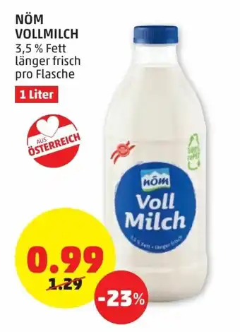 PENNY Nöm Vollmilch 1Liter Angebot