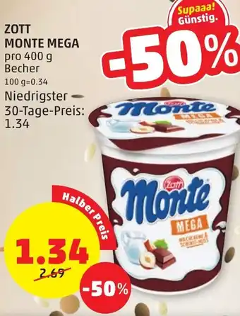 PENNY ZOTT MONTE MEGA pro 400 g Becher Angebot