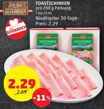 PENNY TOASTSCHINKEN pro 200 g Packung Angebot