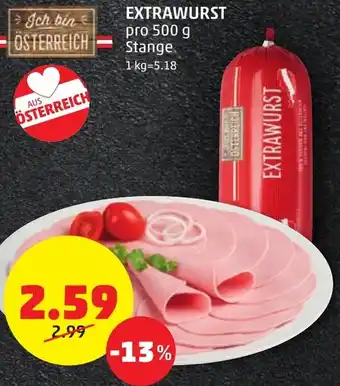 PENNY EXTRAWURST pro 500 g Stange Angebot