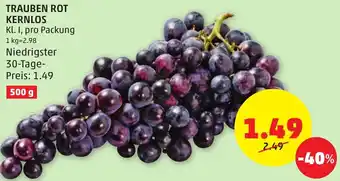 PENNY TRAUBEN ROT KERNLOS Kl. I, pro Packung Angebot