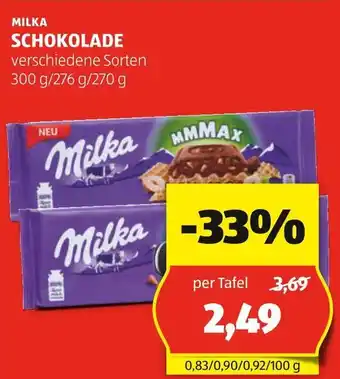 Hofer Milka SCHOKOLADE verschiedene Sorten 300 g/276 g/270 g Angebot