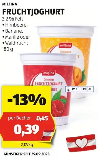 Hofer MILFINA FRUCHTJOGHURT 180 g Angebot