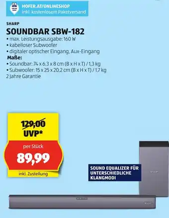 Hofer SHARP SOUNDBAR SBW-182 Angebot