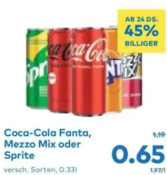 T&G Coca-Cola Fanta, Mezzo Mix oder Sprite versch. Sorten, 0.33L Angebot