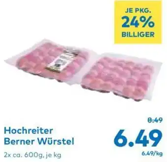 T&G Hochreiter Berner Würstel 2x ca. 600g, je kg Angebot