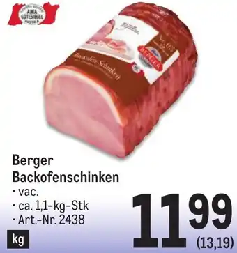 Metro Berger Backofenschinken Angebot