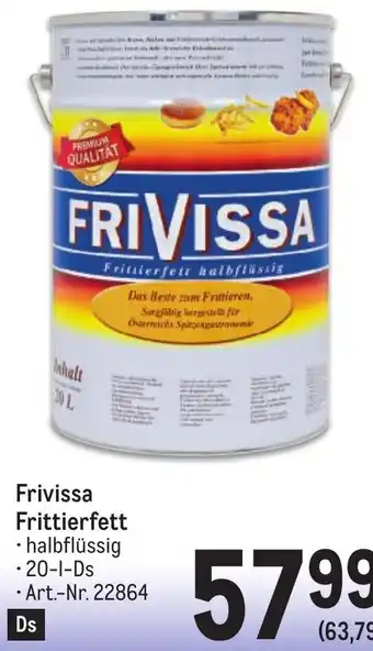 Metro Frivissa Frittierfett Angebot